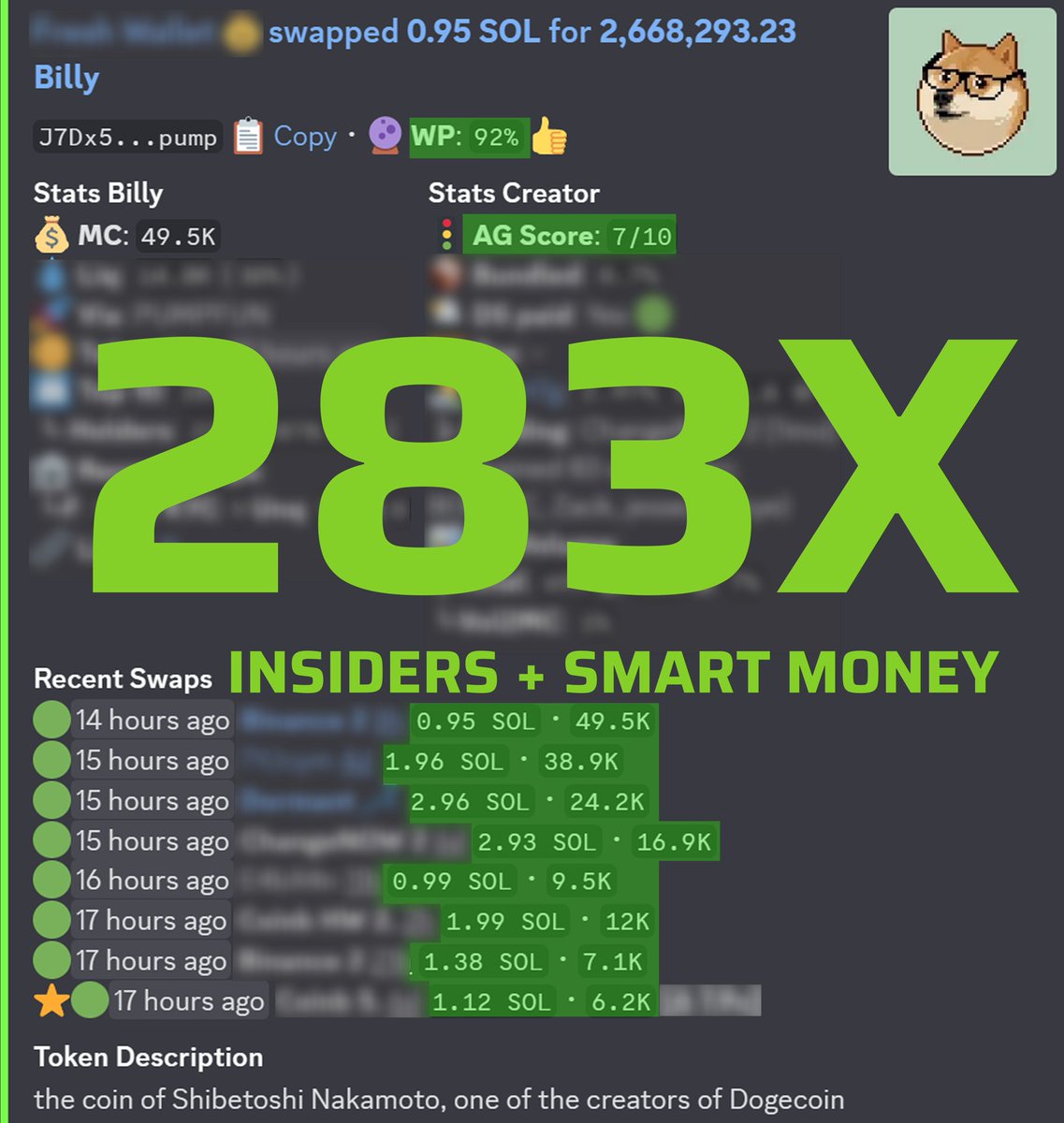🚨 Huge insider activity spotted on $BILLY before the migration!

Potential gains of over 283× from our alerts 💰

Our secret sauce? Buying the token exactly when insiders do — powered by <a href="/agsniperbot/">AG Sniper Bot</a> 🚜