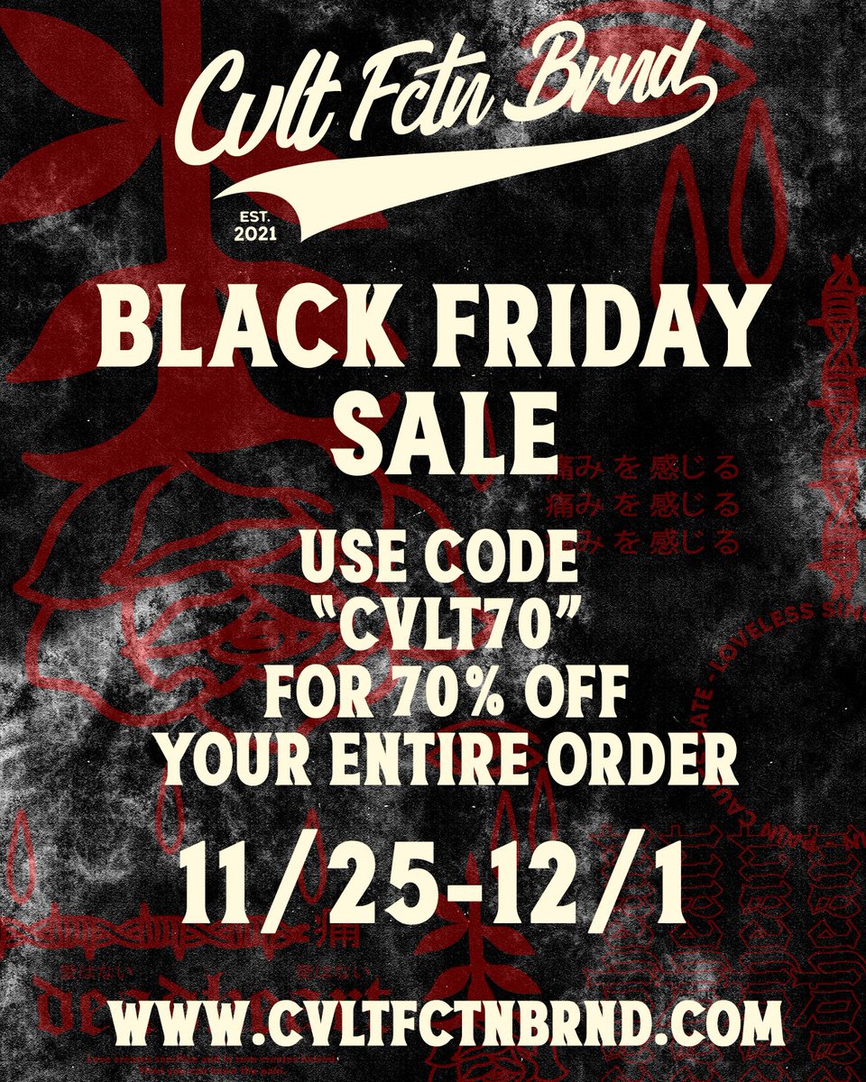 Cvlt Fctn Black Friday sale is on! Major discounts on the whole site for the next week! Out with the old and in with the new. Planning for 2026 to hit the ground running. If you support the brand and want new stuff, snag our leftovers and get ready for what’s next!