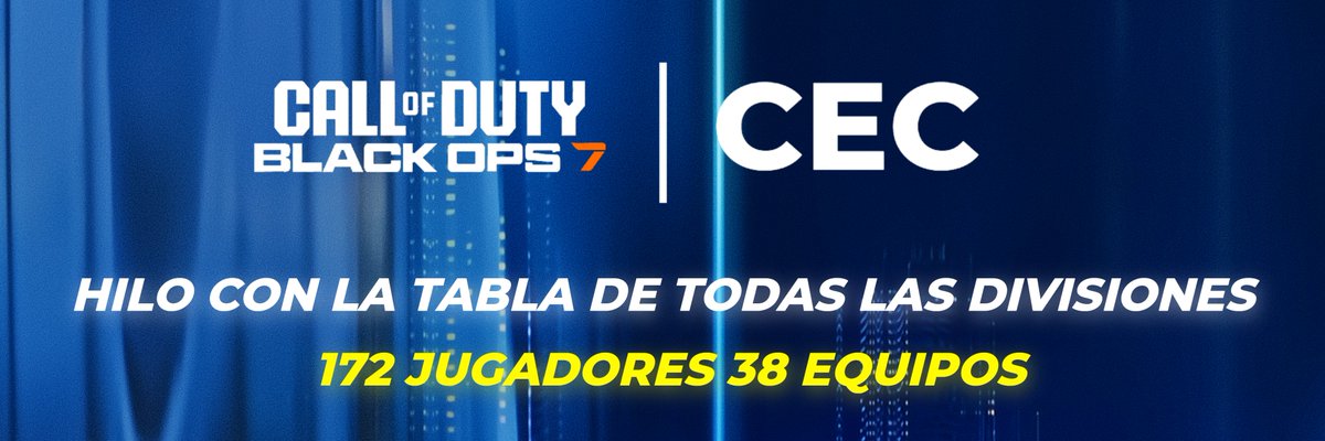 📢 Hoy 25 de noviembre empieza nuestra Liga de Black Ops 7

Arranca una nueva temporada con 172 jugadores inscritos y 38 clubes participantes.

¿Quién se llevará el título en cada división? 🔥🎮

🧵 Hilo con la tabla de cada división 👇