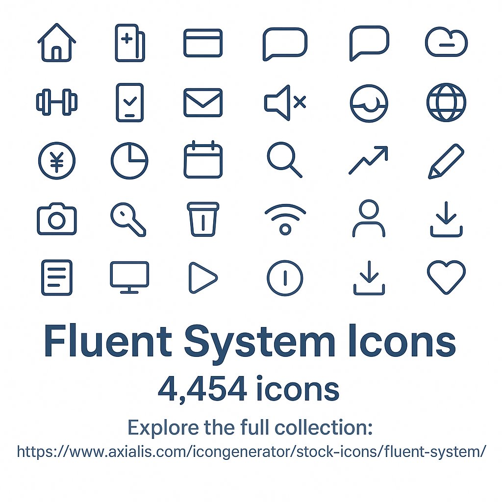 AxialisSoftware's tweet image. 🔥 Level up your product’s look instantly.
 Fluent System Icons by Axialis Software — 4,454 premium vector icons crafted for modern apps, dashboards &amp;amp; design systems.
👉 Explore the full collection:
 axialis.com/icongenerator/…