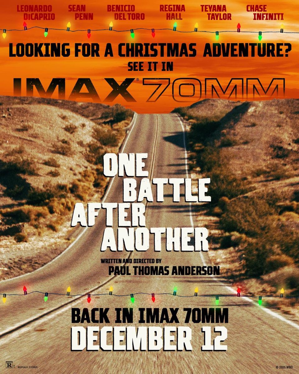 DiscussingFilm's tweet image. ‘SINNERS’ and ‘ONE BATTLE AFTER ANOTHER’ will both be re-released in IMAX 70mm theaters on December 12.
