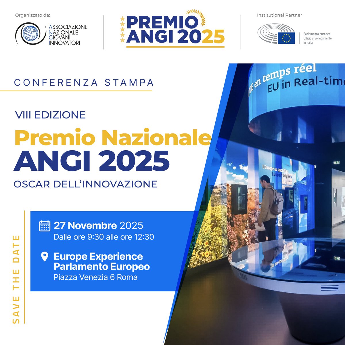 gabferrieri's tweet image. 🏆 Tornano agli #Oscar dell&apos;#Innovazione con l&apos;VIII edizione del #PremioANGI dedicato alle migliori eccellenze dell&apos;innovazione, delle #imprese e della #ricerca italiana.

🇪🇺🇮🇹 Appuntamento per la conferenza stampa di presentazione il 27 novembre dalle 9.00 alle 12,30 presso la…