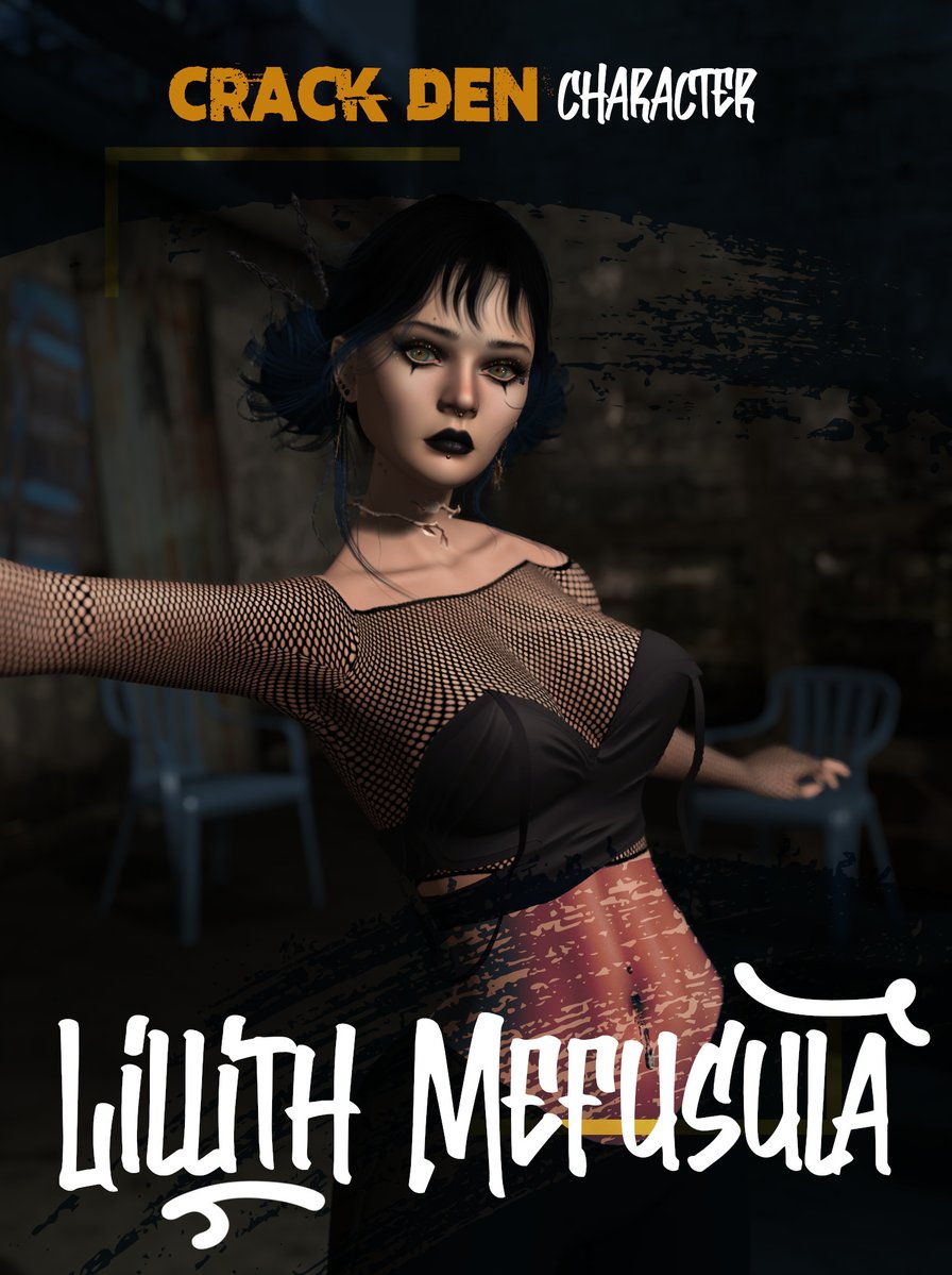 CrackDen's tweet image. Lillith carries old New England blood and Romani fire, her confidence both armor and curse. She’s friendly, restless, and never stays still for long—her calm masking a will sharper than most expect.

#SecondLife #TheCrackDen #Roleplay #Metaverse