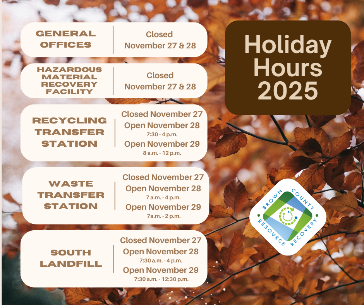 Please take note of our adjusted hours this upcoming holiday season!