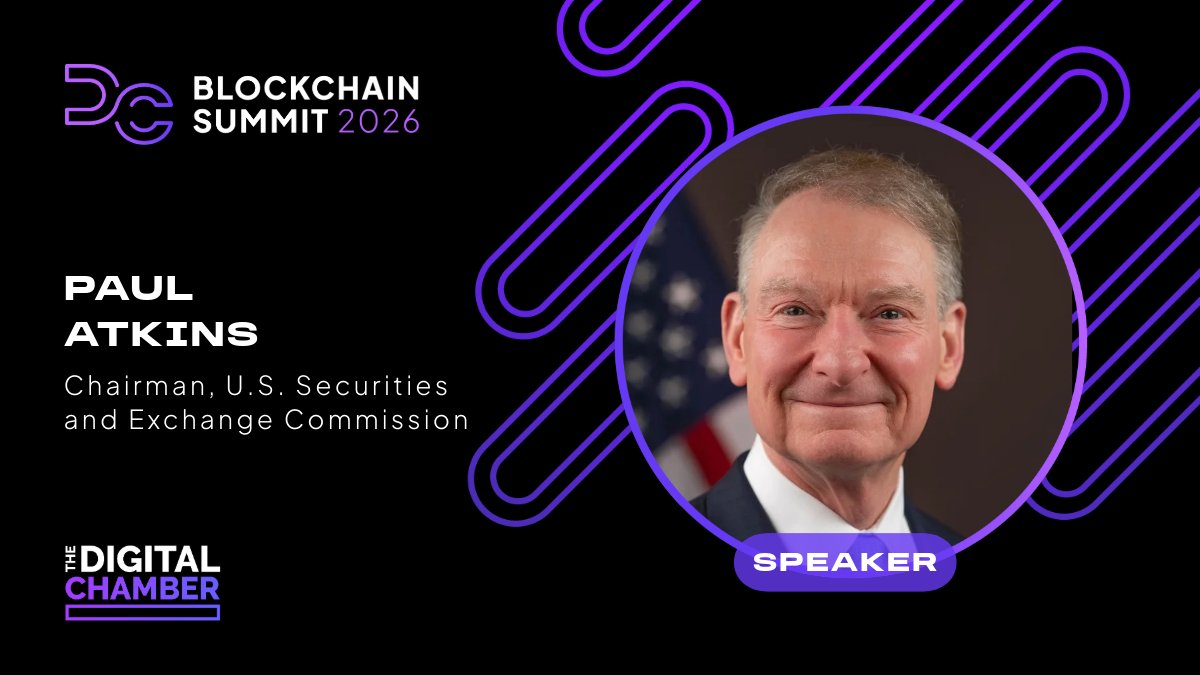DigitalChamber's tweet image. We&apos;re excited to announce @SECPaulSAtkins as a #DCBlockchain Summit 2026 featured speaker! The 34th @SECGov Chairman and our former advisory board member has been instrumental in developing digital asset best practices and shaping our Token Alliance. Join us on 3/17-3/18 in DC:…