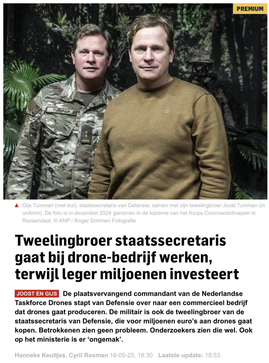 <a href="/DefensieStas/">Gijs Tuinman</a> <a href="/VlbVolkel/">Vliegbasis Volkel</a> <a href="/EINairport/">Eindhoven Airport</a> Plottwist, Gijs heeft helemaal geen tweelingbroer.