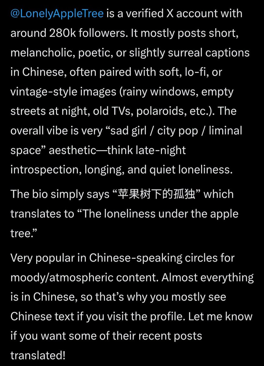 LonelyAppleTree's tweet image. Hopefully. .At the moment, Grok still makes a mistake quite frequently. Big glitch.
For Grok I am a niche NSFW artist from China or Japan. 😂