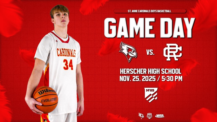 𝙄𝙩’𝙨 𝙜𝙖𝙢𝙚𝙙𝙖𝙮! 🐦🏀

Cardinals varsity boys basketball heads to the Herscher Thanksgiving Tournament to take on the Reed-Custer Comets! Tip off is at 5:30.

Can’t make it? Watch live on NFHS.

#CardinalCulture