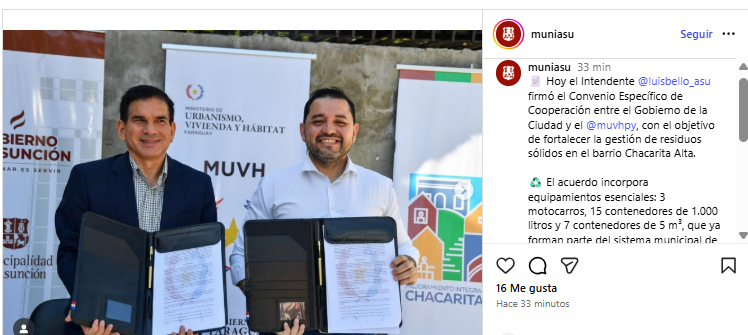 ▶️CAPITAL DEL PAÍS CELEBRA LIMOSNA DEL MUVH | 🤦‍♂️🇵🇾

Una vergüenza que <a href="/AsuncionMuni/">Municipalidad de Asunción</a> postee como “gran logro” un convenio de este tipo.👇

📌​ 3 motocarros.
📌​15 contenedores de 1.000 litros.
📌​ 7 contenedores de 5 m³.

Celebran con todo una donación que no llega a 25 mil