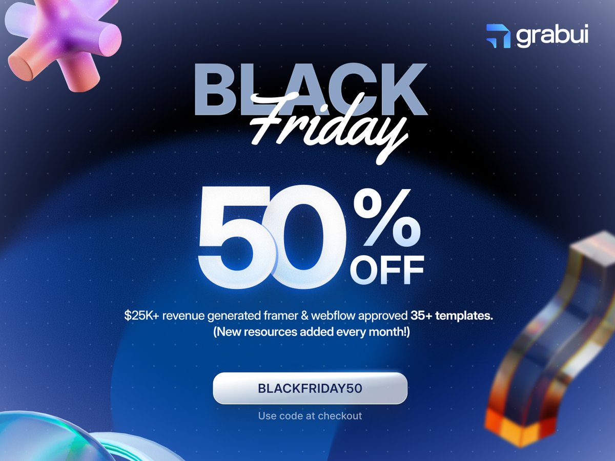 GrabuiLibrary's tweet image. Grabui Black Friday is right around the corner. Grab your UI bucket before the deal ends. 👇