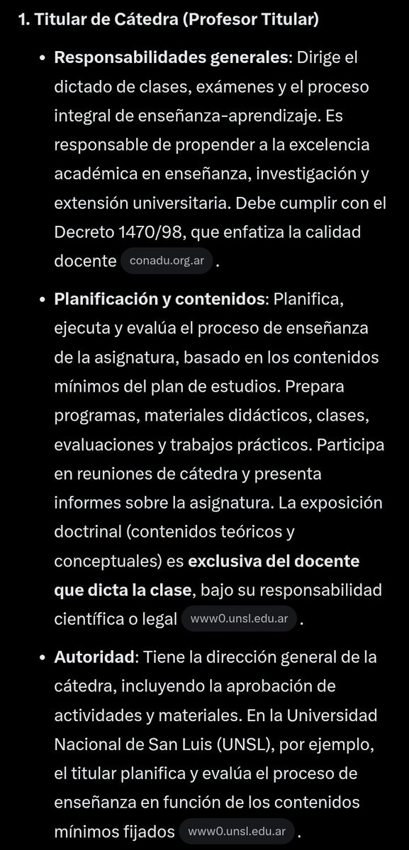 AnyII_ZIA's tweet photo. @ralsina @ZIA_AnnyI @clarincom Los estatutos y reglamentos específicos de cada universidad establecen una jerarquía clara en la carrera docente, donde el titular de cátedra tiene la responsabilidad principal sobre el diseño y ejecución del curso, mientras que los JTP y auxiliares actúan en apoyo y colaboración https://t.co/YQ0oHog766