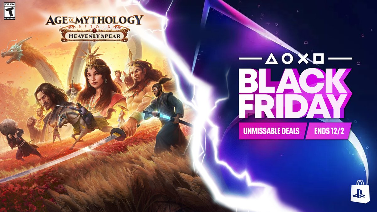 Unleash the might of the Japanese pantheon and guide Yasuko through a world of gods, monsters, and mortal ambition in #AoMRetold — Heavenly Spear! 🔱 

Save 20% during <a href="/PlayStation/">PlayStation</a>'s Black Friday Sale until December 2nd. aoe.ms/HeavenlySpearP…