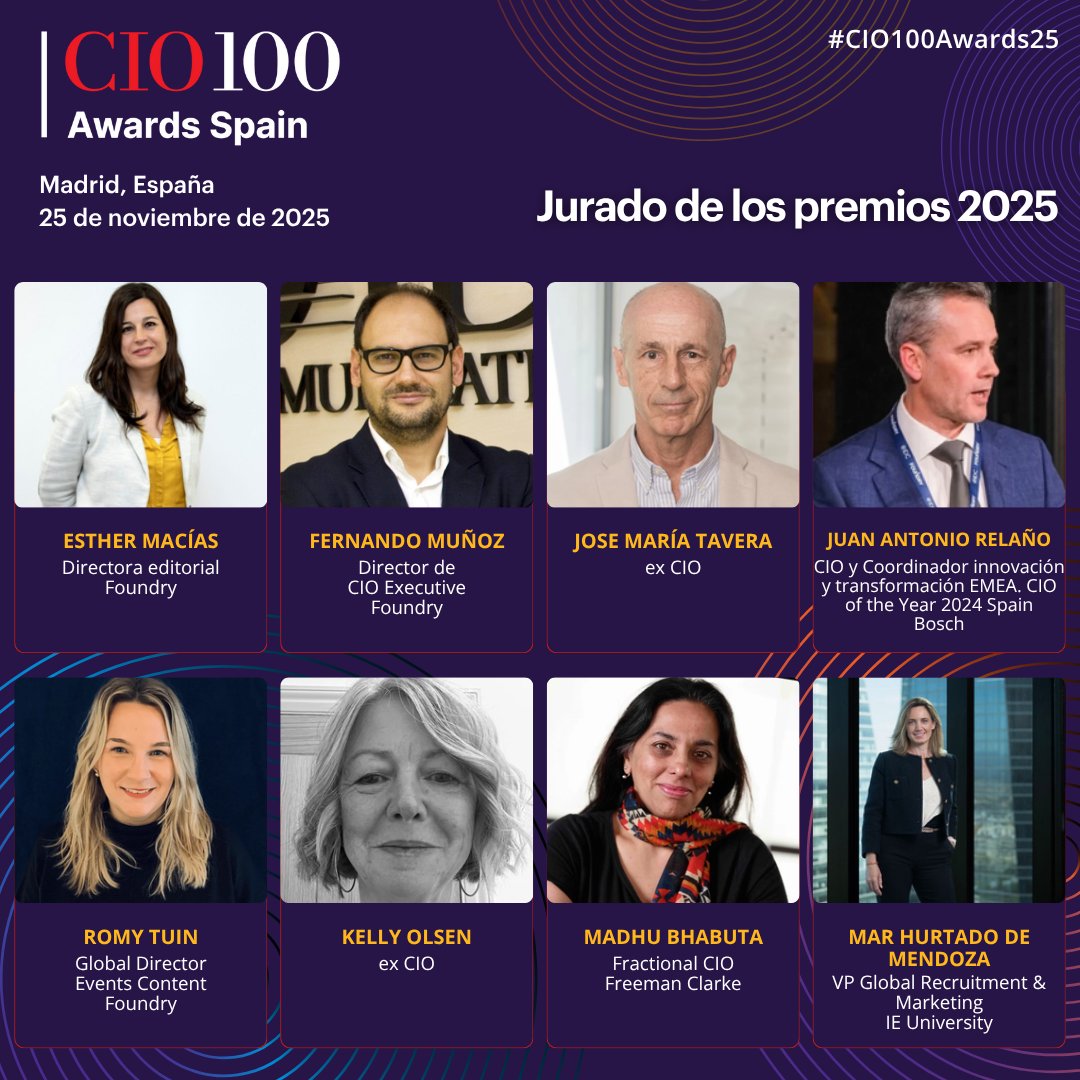 ciospain's tweet image. Ell@s han sido el jurado encargado de reconocer para estos #CIO100Awards25, el #liderazgo de personas, empresas y entidades que más han contribuido a la transformación y modernización de sus organizaciones en España.