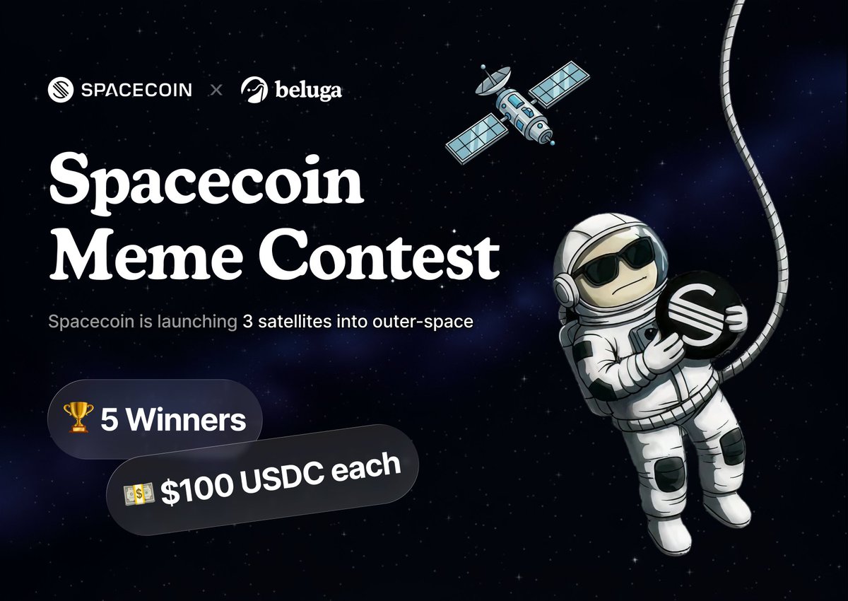 heybeluga's tweet image. Introducing the $SPACE MEME CONTEST

We’re celebrating Spacecoin’s new satellite launch for its blockchain-powered, affordable internet network.

Follow these instructions: 🛰️
5 Winners $100 USD each!
+++ Post your space meme below
++ Tag your friends
+ Like &amp;amp; Repost