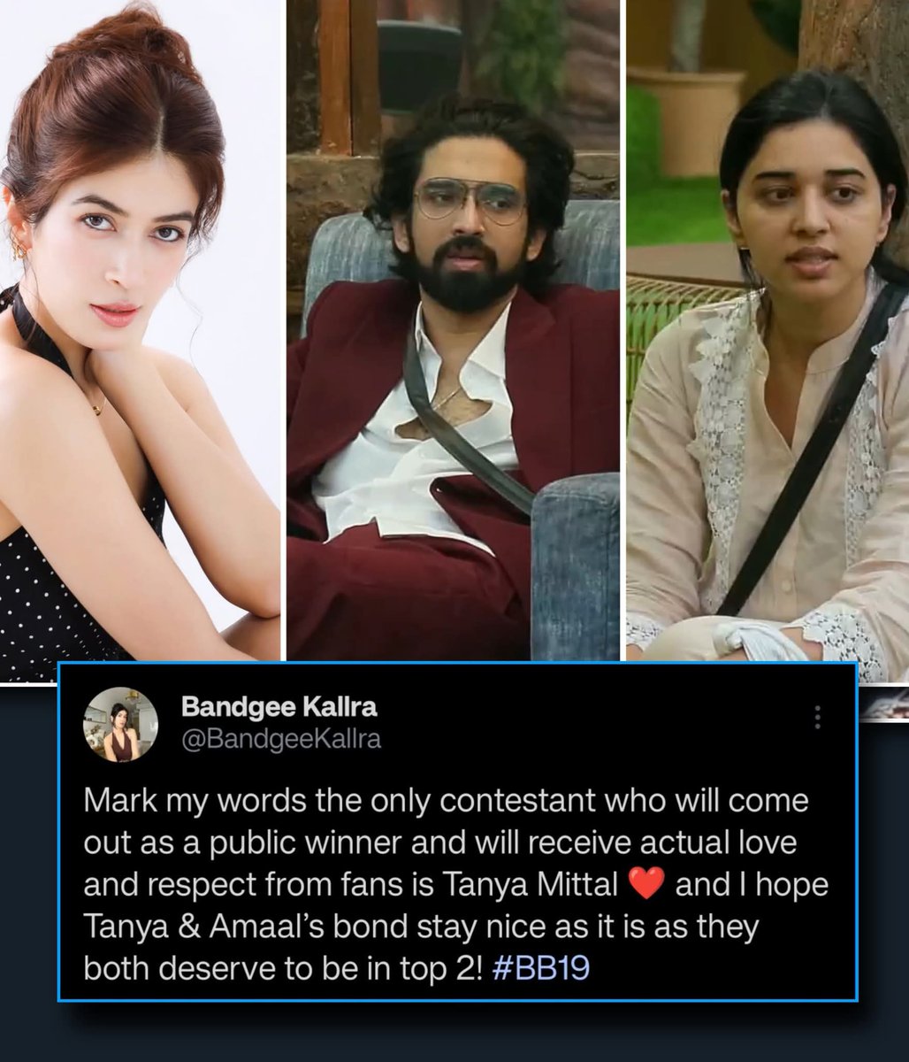 Celebrity_Tak's tweet image. Former contestant #BandgeeKallra wants to see #TanyaMittal and #AmaalMallik in the Top 2 🔥 #Amaanya