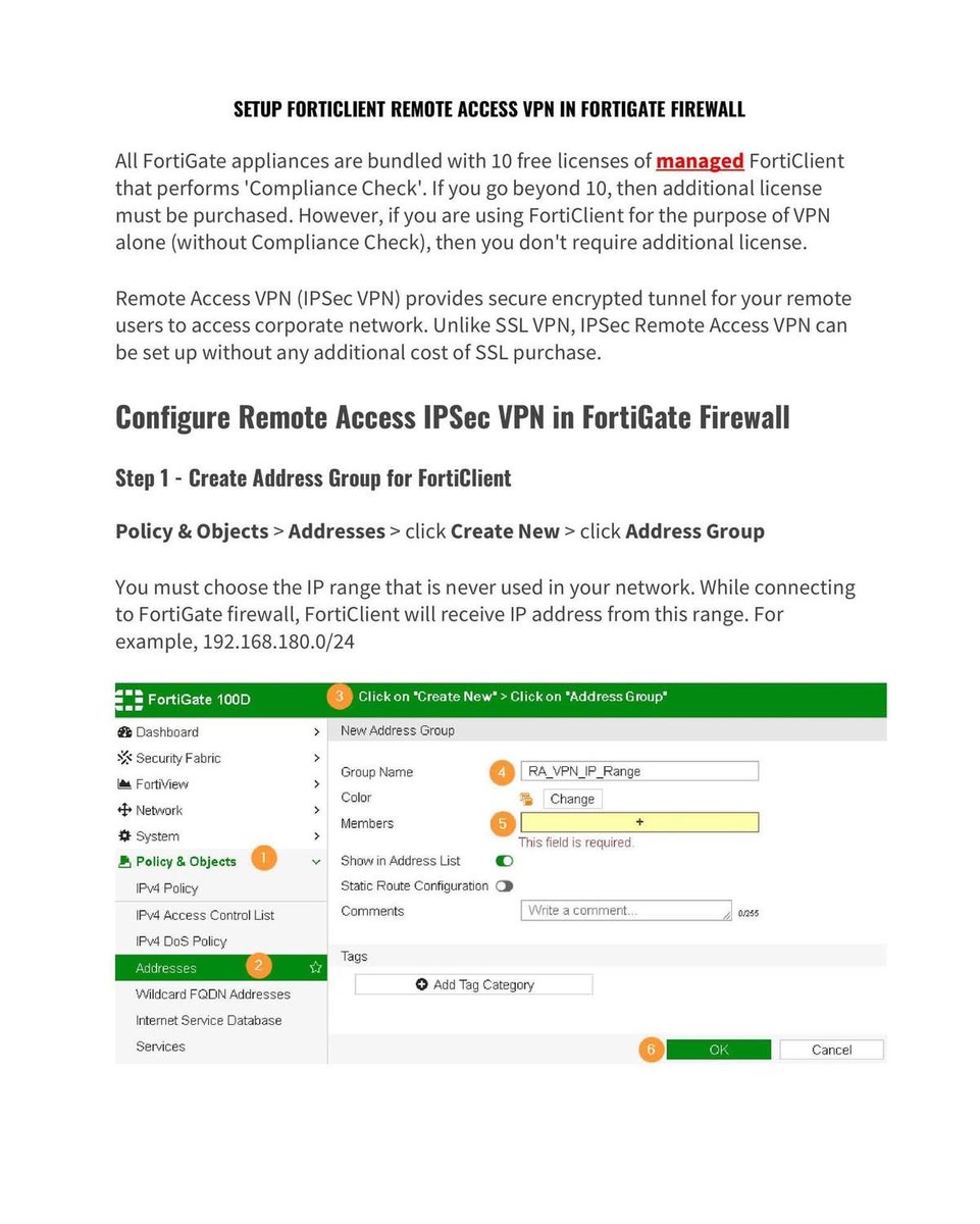 _0b1d1's tweet image. 📘 Structured Guide to Configuring FortiClient Remote Access VPN on FortiGate Firewalls

This guide delivers a clear step by step overview of how to configure an IPSec-based Remote Access VPN using FortiClient alongside FortiGate firewalls.