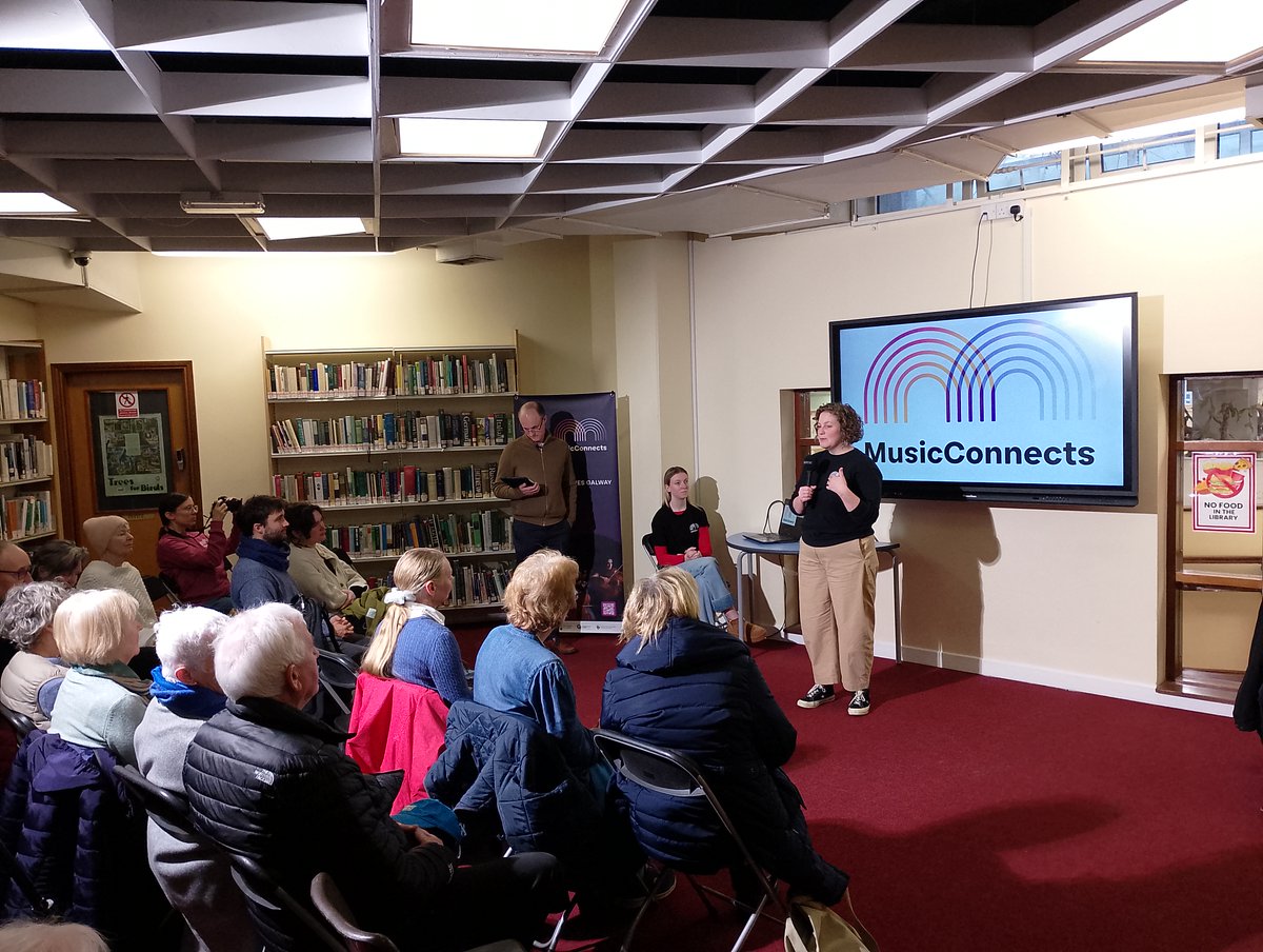 galwaycitylib's tweet photo. Today Galway City Library hosted Music Unveiled, a collaboration between Galway Public Libraries, Music Connects, and the University of Galway. Special thanks to composer Amanda Feery, Dr. Aidan Thomson, & Maeve Bryan and the Con Tempo quartet. #MusicConnects #AtYourLibrary https://t.co/9oPMRtqPs5