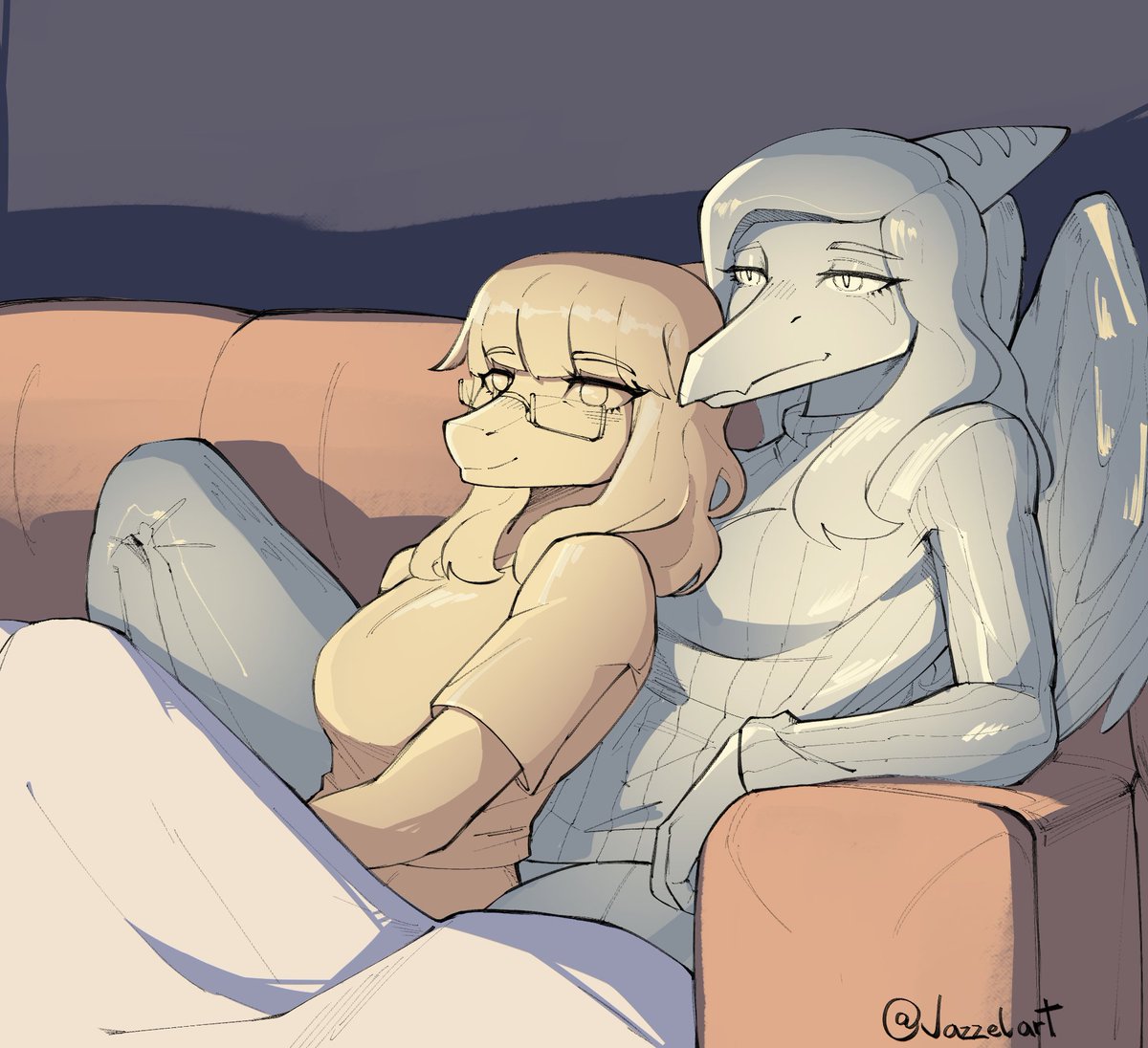 jazzelart's tweet photo. CMM for @auscon38849 
tv night 
#snootgame #gvh #scalieart #furryart https://t.co/ku7NlIJYO1