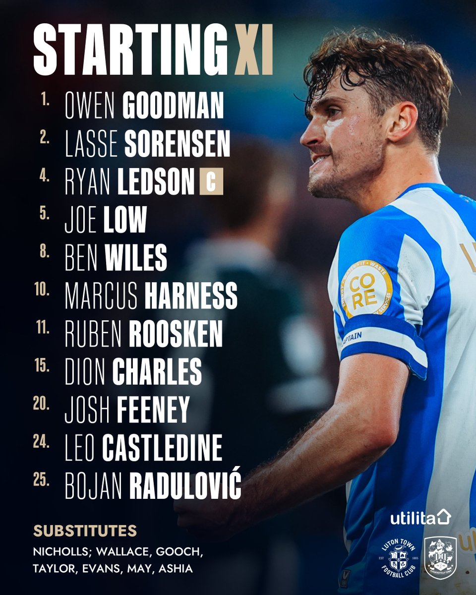 htafc's tweet image. 𝑇𝐸𝐴𝑀 𝑁𝐸𝑊𝑆 🗞️

Here is how we line-up at Kenilworth Road tonight ⤵️

@UtilitaFootball | #htafc