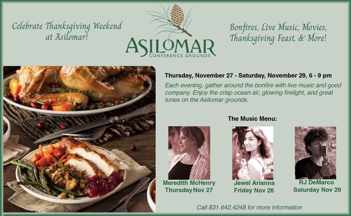 Kelly_Pro1's tweet photo. @AsilomarSB
https://t.co/6sPNlGU9lf
live music Th 27-Sat 29 6-9 pm
more info:
https://t.co/bDVPv214Aw
#asilomar #pacificgrove #Thanksgiving #celebrate #oceanside #feast #buffet #bonfires #livemusic #guitar #vocals #sax #keyboards #rock #pop #folk #blues #indie #Jazz #world https://t.co/NrKCTfLCDt