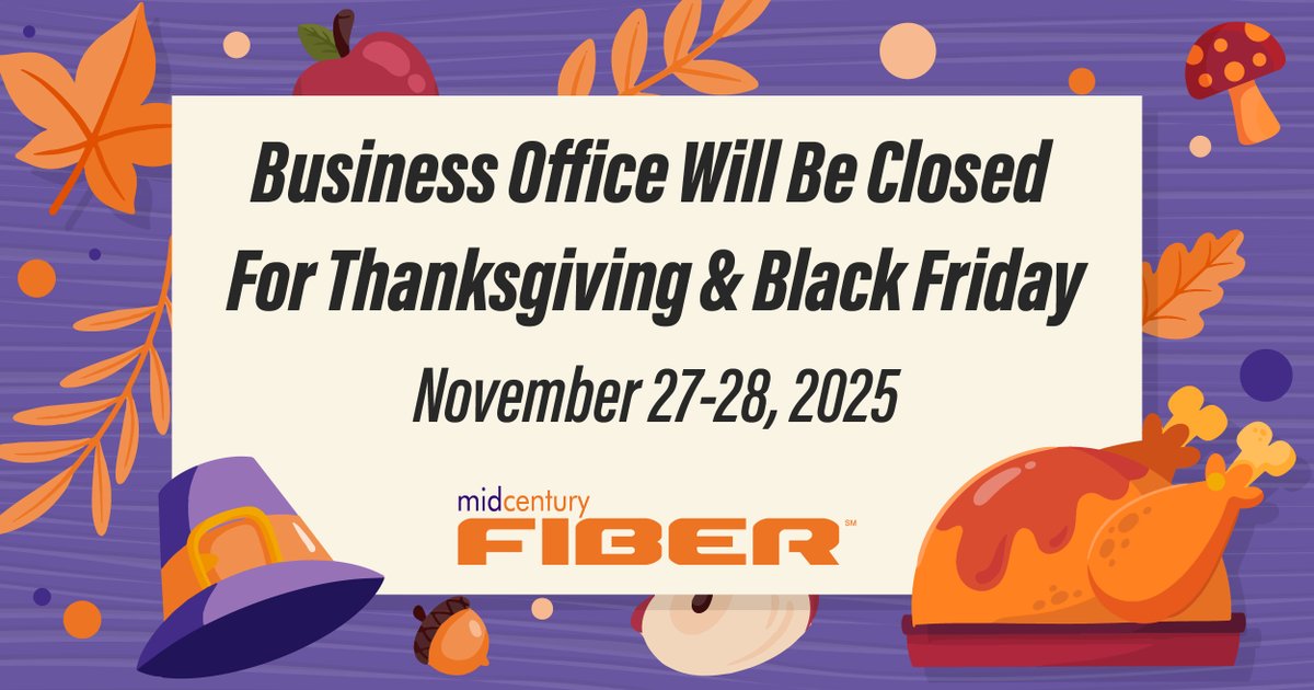 Our team will be taking time to celebrate with family and friends, so our office will be closed Thursday and Friday for the Thanksgiving holiday.🦃
But don’t worry, if you should need tech support, it is available to help keep you connected by 📞 309-778-3278.