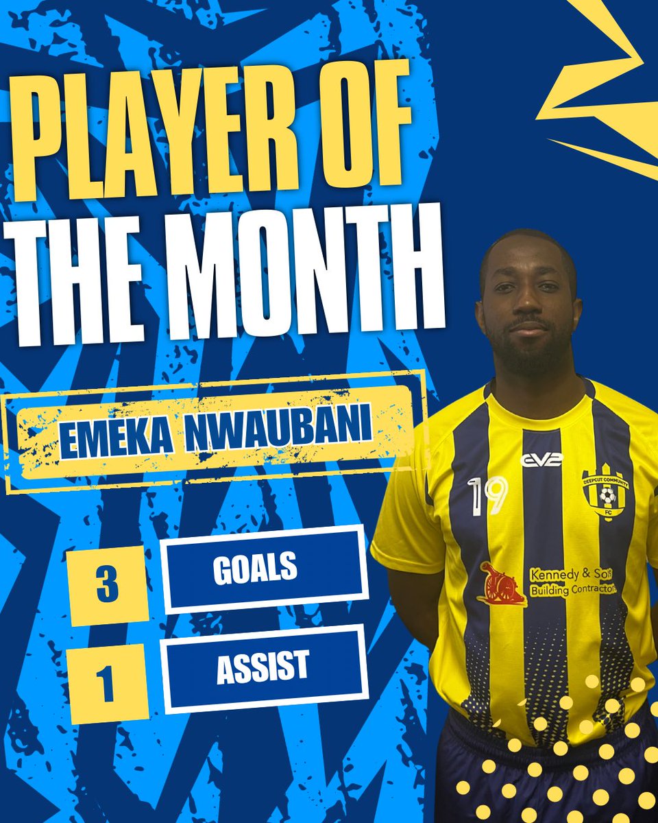 DeepcutFC's tweet image. Your November player of the month is Meks 💛💙 

With 3 goals including one last minute winner, an assist and a clean sheet at right back on Saturday, Meks deservedly gets this one 🏆 

⚽️ ⚽️⚽️
🅰️

#UpTheCut