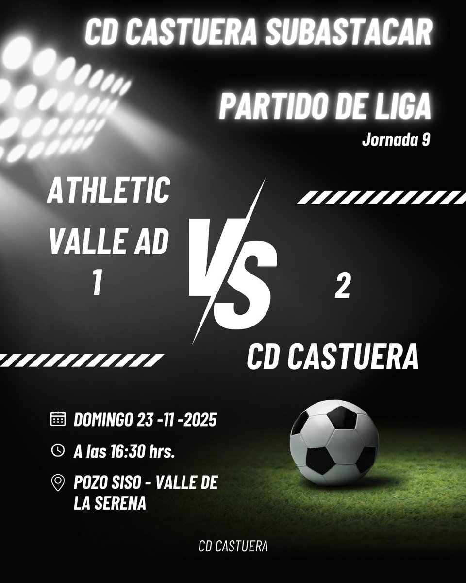 " Victoria en la Tarde Gélida del Pozo Siso" 
Crónica | Jornada 9 | Pozo Siso del Valle de la Serena
El CD Castuera demostró una vez más su ambición al imponerse por 1-2 al Atlétic Valle, un triunfo vital en una fría  tarde de domingo.