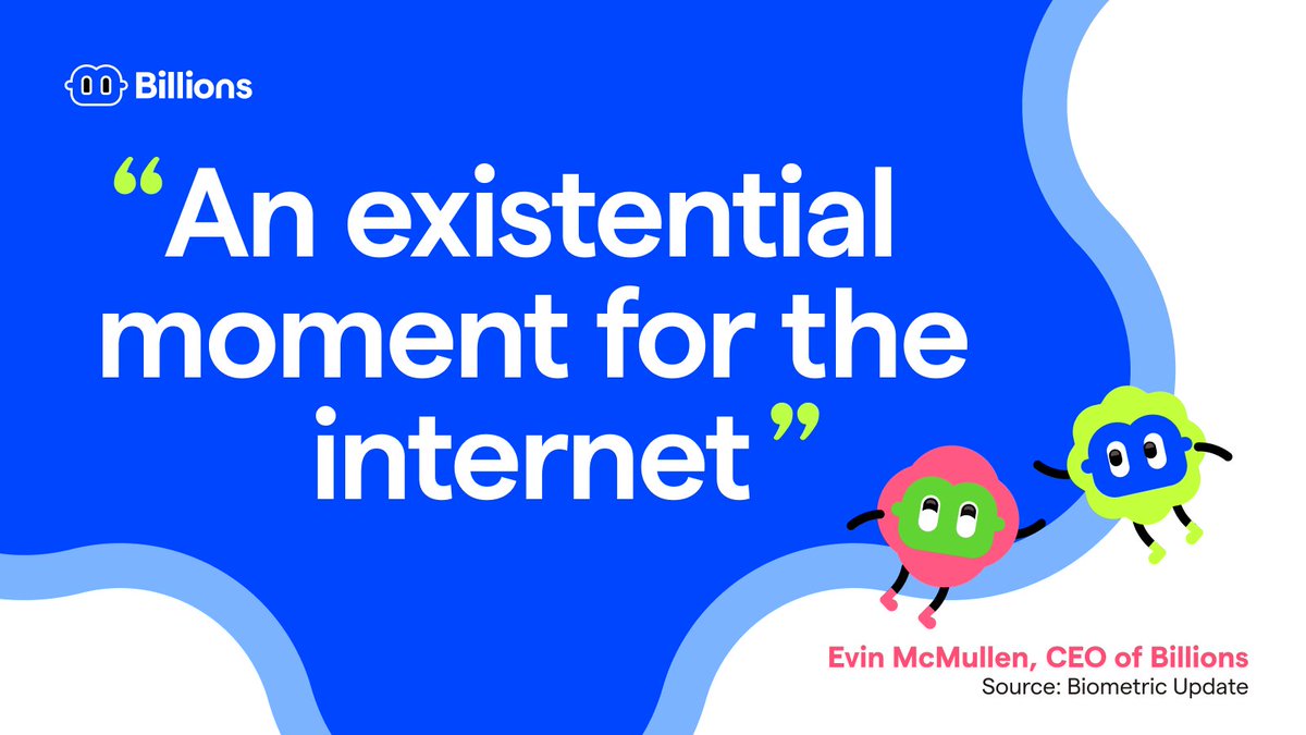 billions_ntwk's tweet image. We’re at &quot;an existential moment for the internet,&quot; says our CEO and cofounder Evin McMullen @provenauthority in a recent @BiometricUpdate  article

AI agents are infiltrating the workforce. Not in years — in months. 

Without verifiable identities, we&apos;re building on quicksand.…