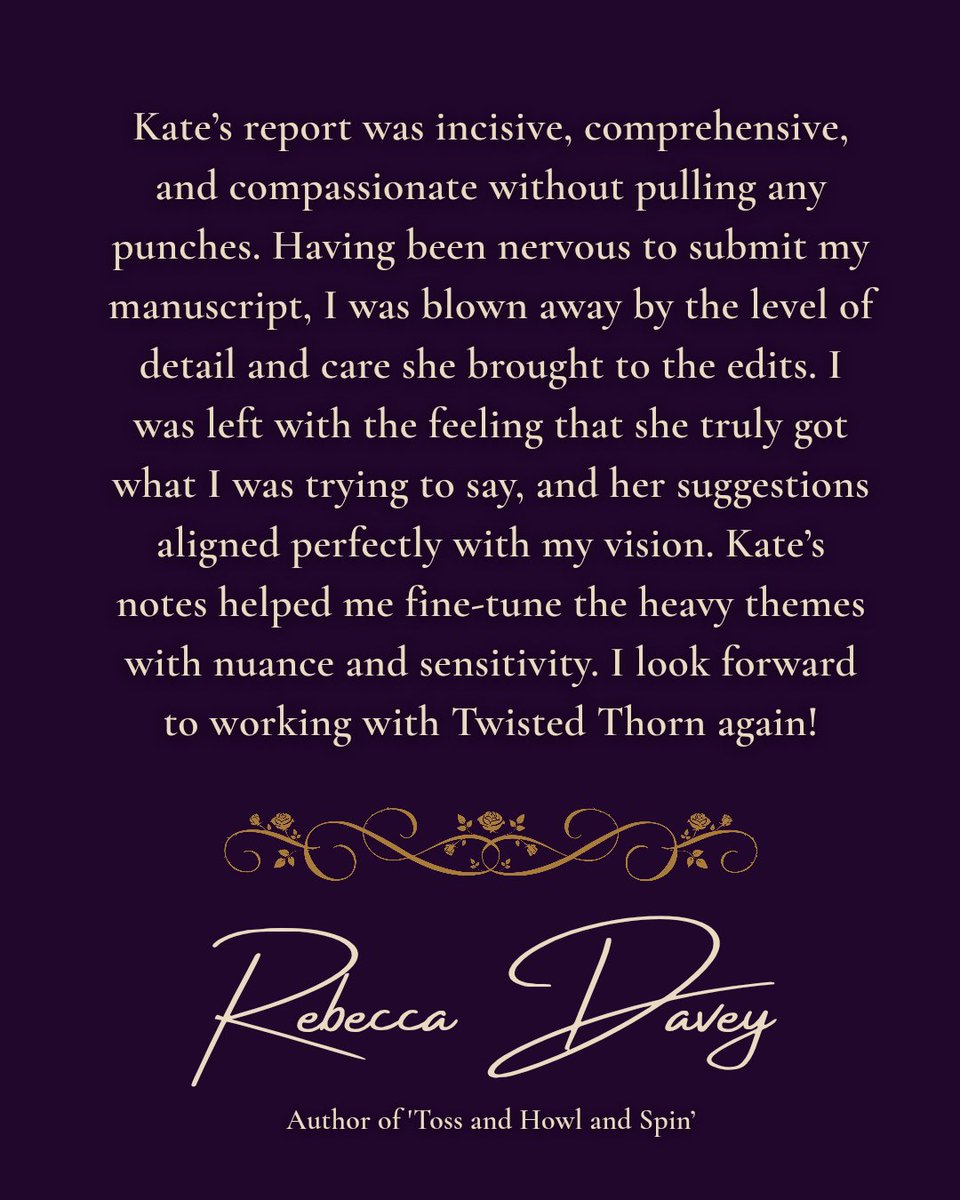 twistedthornEH's tweet image. Check out these recent wonderful reviews from two of our talented clients 🥀
Reaching out to an editor can be an incredibly nerve-wracking process. We will always do our best to help you feel at ease throughout your editing journey 🖤
Want to reach out? Just drop us a message!