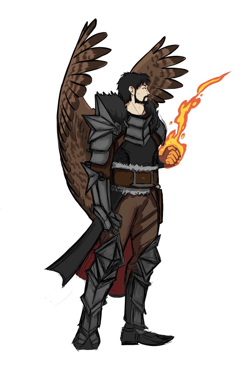 Tried to finish a very old pic from an AU, where mages have wings

#DragonAge #Hawke