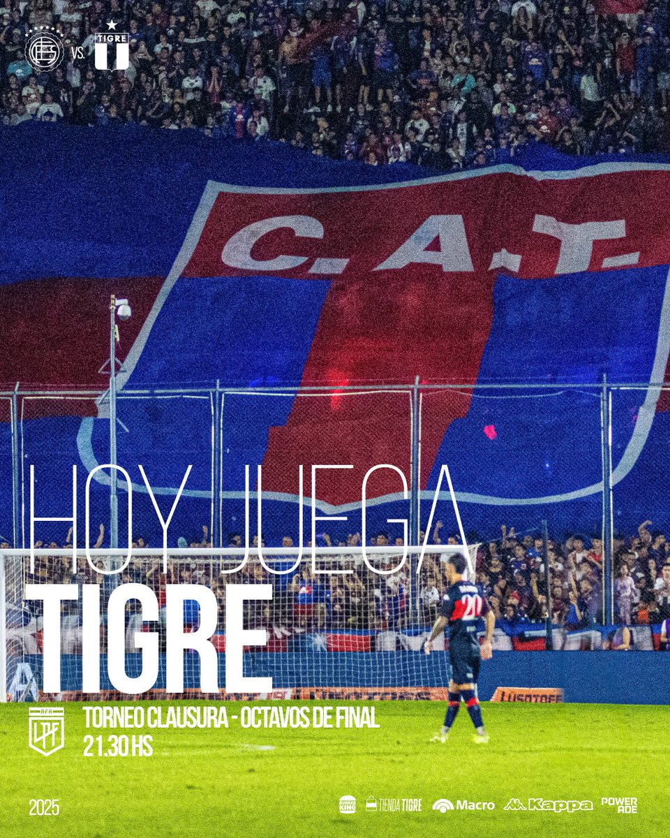 ¡TIGRE, MI BUEN AMIGO! 🐯❤

🏆 #TorneoBetano Clausura 2025 - Octavos de Final
⚖  Leandro Rey Hilfer
🔎 VAR: Fabricio Llobet

📺 Seguilo en vivo por TNT Sports. Suscribite al Pack Fútbol.

#JuegaTigre 💙❤💙