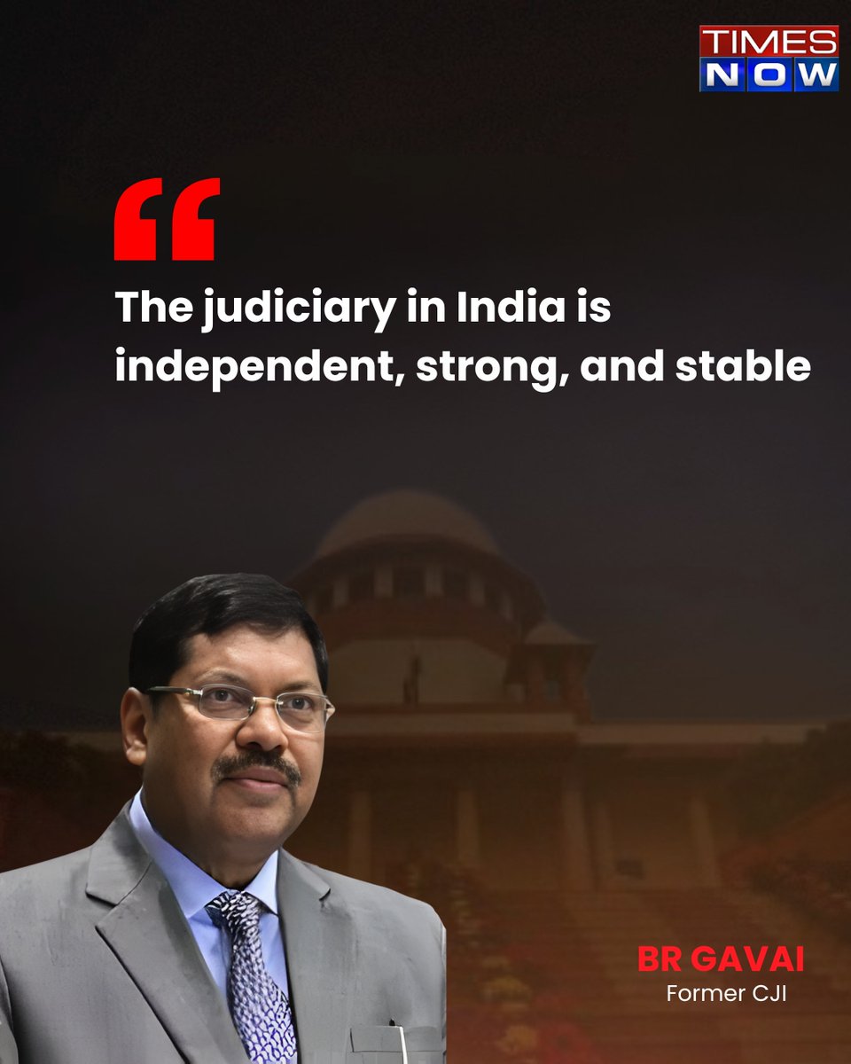 TimesNow's tweet image. #EXCLUSIVE

"The judiciary in India is independent, strong, and stable." - Former CJI BR Gavai in conversation with @madhavgk

#TNCards #BRGavai #Trending