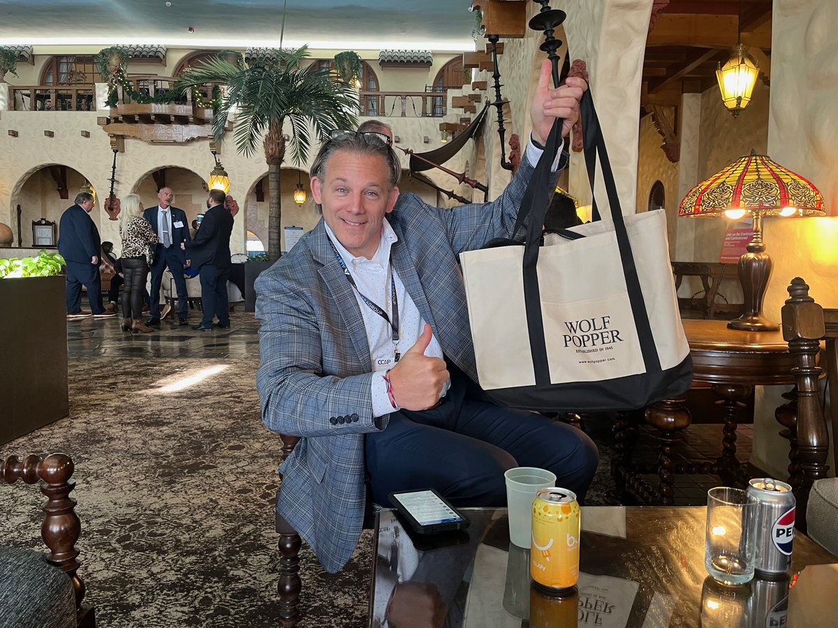 A quick look at Day 2 of the 2025 CCAP Fall Conference in Hershey, PA. As both a White Ribbon Sponsor and the Conference Tote Bag Sponsor, we’re thrilled to see attendees putting the bags to use.
Appreciation to Jason Fine for modeling our tote bag — thumbs up indeed!