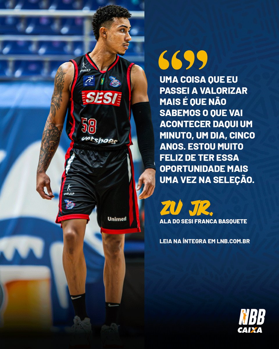 Um ano depois da ruptura do tendão de Aquiles, Zu Jr. volta à seleção carregando a cicatriz no corpo e a transformação na alma. 🇧🇷🔥

A seleção brasileira entra em quadra contra o Chile nos dias 27 e 30 de novembro, com o segundo confronto sendo em solo paulista, no Ginásio