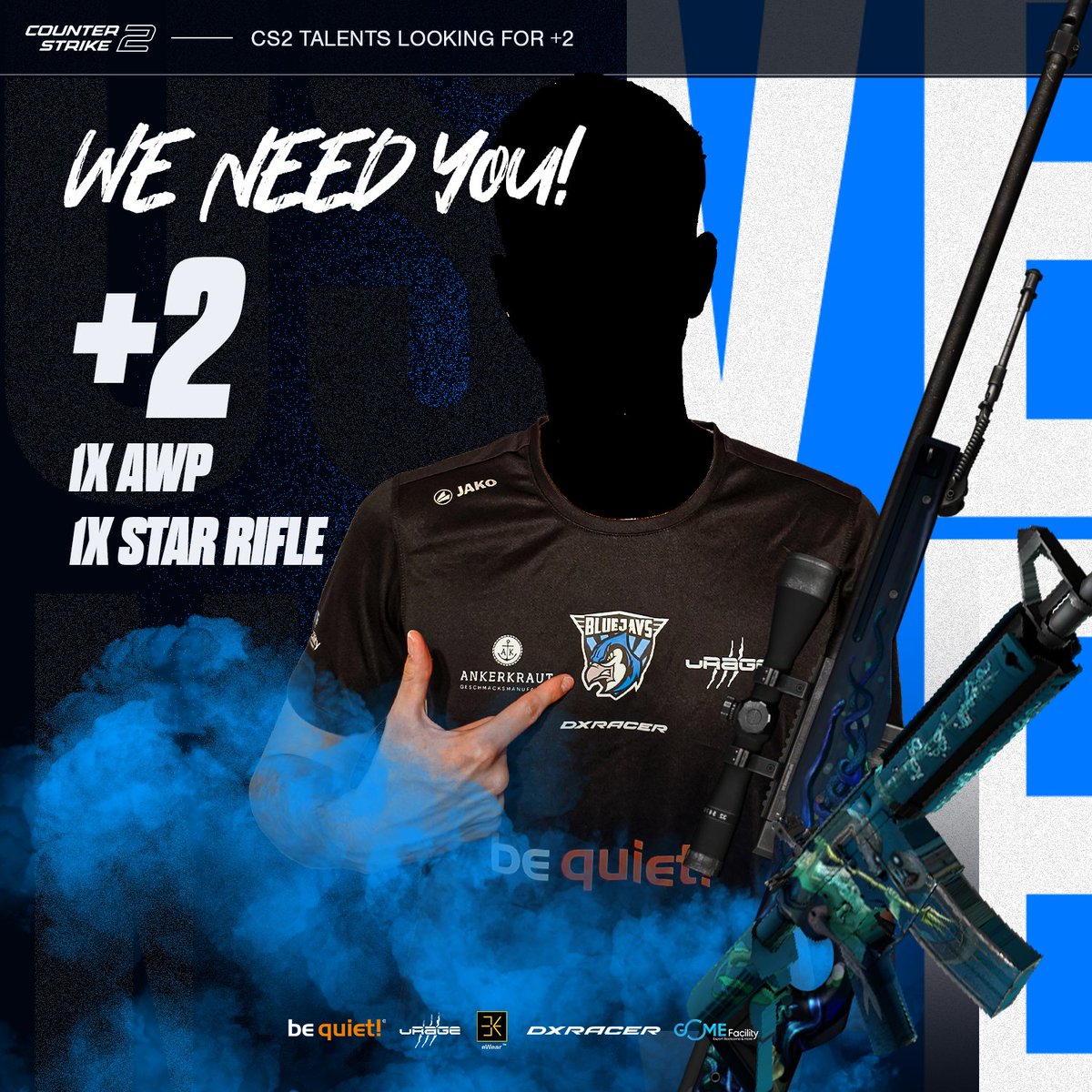 BLUEJAYS_Sports's tweet image. Our CS2 Talents roster is looking for 1 ⭐️Star Rifle + 1 🎯AWP to join the grind.
We‘re competing in @dachcs Spielklasse 2 with the clear goal: Spielklasse 1.

👉 Requirements:
• 3000+ ELO
• Experience in DACH SK 1-3 / ESEA Main
• Bootcamp &amp;amp; LAN ready
• Long-term mindset…