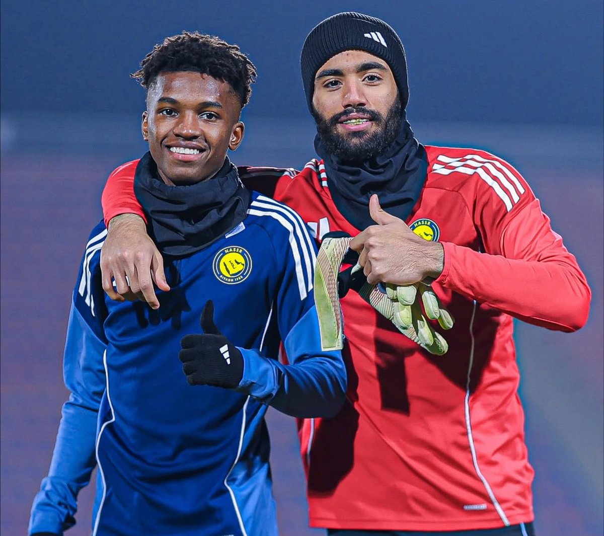 مبارك البوعينين وراكان الغامدي نجوم فريق تحت 21 سنة خلال تواجدهم مع الفريق الأول في طاجيكستان 💛