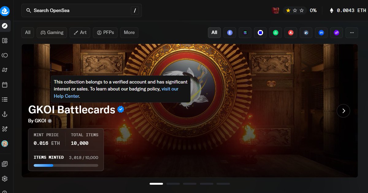 3,000+ Battlecards minted already!! Momentum is real.🔥🔥Travelers are gathering… preparing their powers, awakening their Spirit Koi. The Arena is heating up!!! opensea.io/collection/gko…