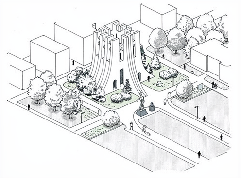 athleticKoder's tweet image. FLUX.2, Create a hand drawn isometric schematic diagram of this street.