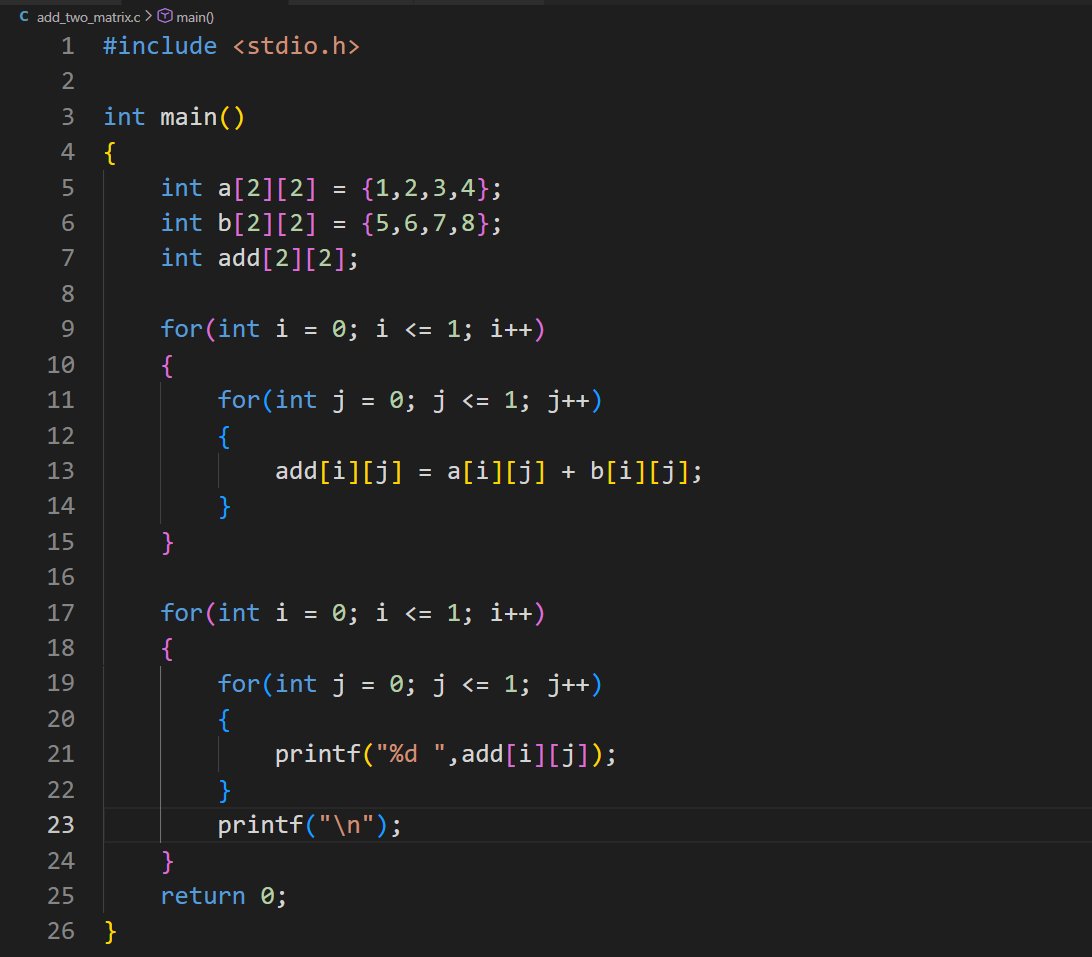 pranit_0007's tweet image. Day 19 : Didn&apos;t get much time today. Tried to practice some questions on 2-D arrays

#clanguageprogramming #LearnCoding #CodingJourney #LearnToCode #100daysofcode #Cprogrammingbascics #LearnInPublic