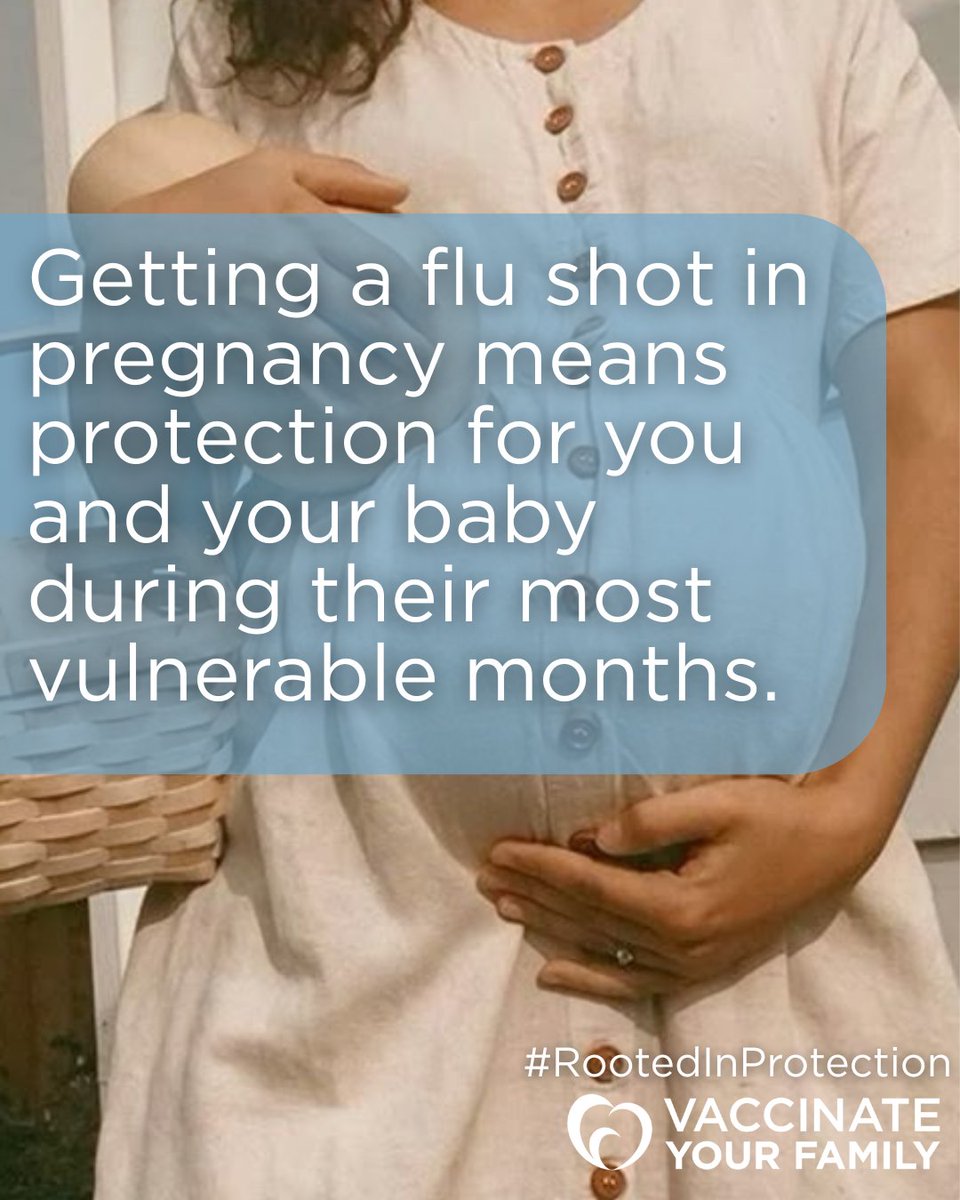 Vaxyourfam's tweet photo. 🌸 Babies under 6 months can’t get a flu shot but your flu shot during pregnancy can protect them. 💛 

Study of 3,700+ babies: 
• 39% fewer flu hospitalizations 
• 53% fewer flu illnesses for infants <3mo
 
🔗 https://t.co/lk95fkgVaT #RootedInProtection https://t.co/E3Cglm8Ied