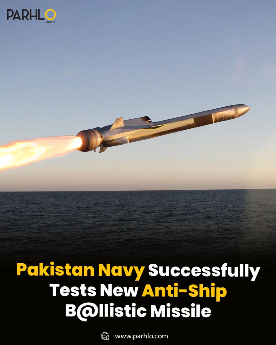 parhlo's tweet image. Pakistan Navy successfully tests an indigenously developed ship-launched anti-ship ballistic missile, capable of striking sea and land targets with high precision — marking a major boost in defence capabilities.

#PakistanNavy #DefenceUpdate #MilitaryTech #Pakistan