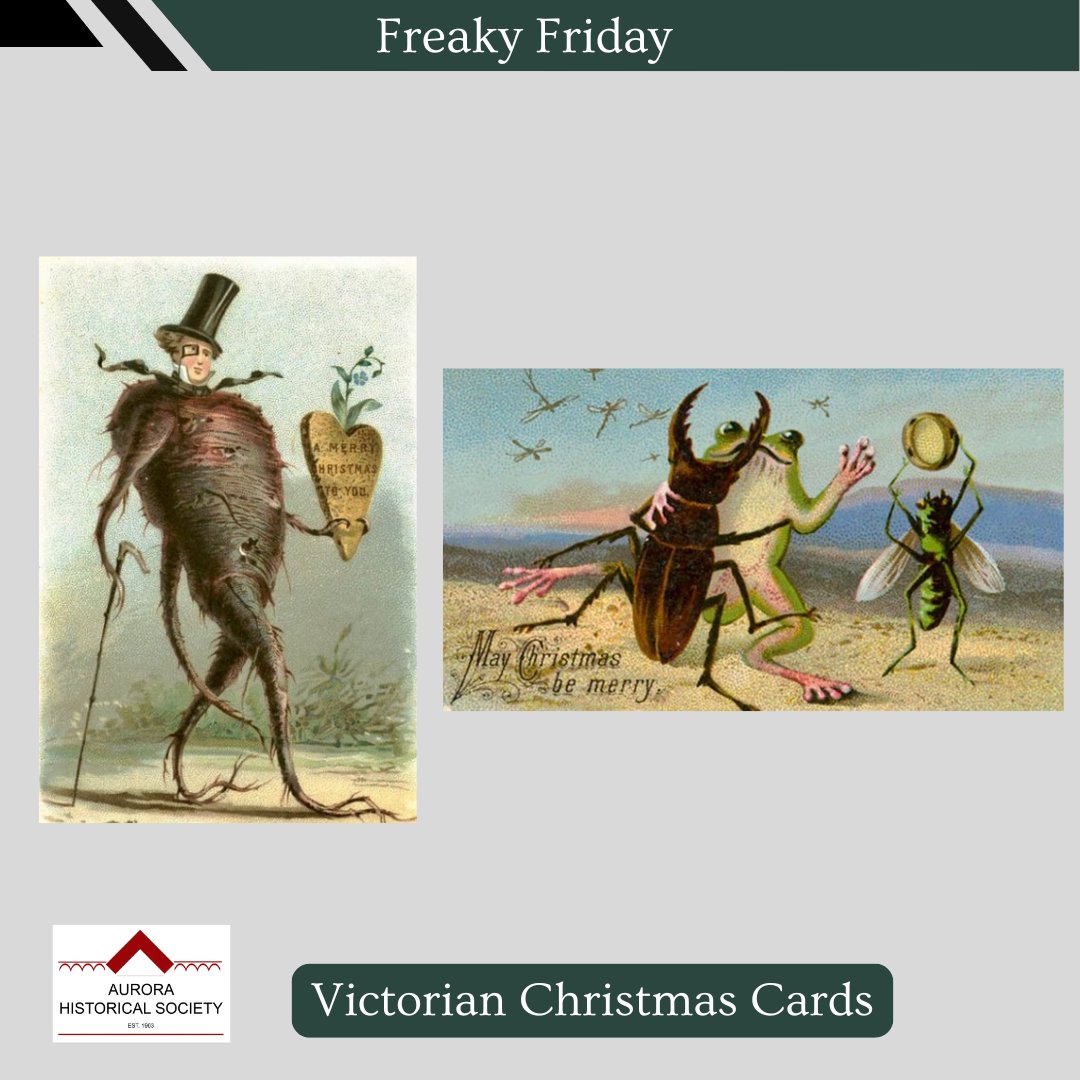 Aurora_HS's tweet photo. #FreakyFriday Christmas cards are a beloved way to share seasonal cheer, but in the Victorian period, not all cards were merry and bright. Some featured strange and unsettling images such as frogs dueling with knives, snowmen with sinister grins, and even dead birds. https://t.co/Xwer3stCrk