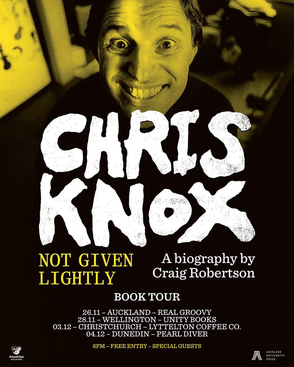 StephenClarkeNZ's tweet photo. Unfortunately I arrive back in Auckland too late tonight to attend my old school mate @craig2robertson’s book launch but if you’re in Tāmaki Makaurau tonight pop into Real Groovy and celebrate the launch of the new Chris Knox biography. #nzmusic #nzbooks #books https://t.co/0FU3md17Ai