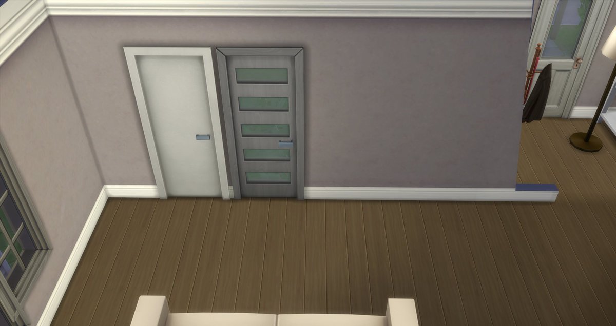 Wilcat74's tweet photo. @TheSimsDirect Realize that there are much bigger issues to resolve atm, but this is an easy one - can we PLEASE have a matching white swatch of the frosted modern door?!! it got forgotten in that huge swatch update a while back. @TheSims @TheSimsDirect #TheSims https://t.co/ZRoDe4jaiF