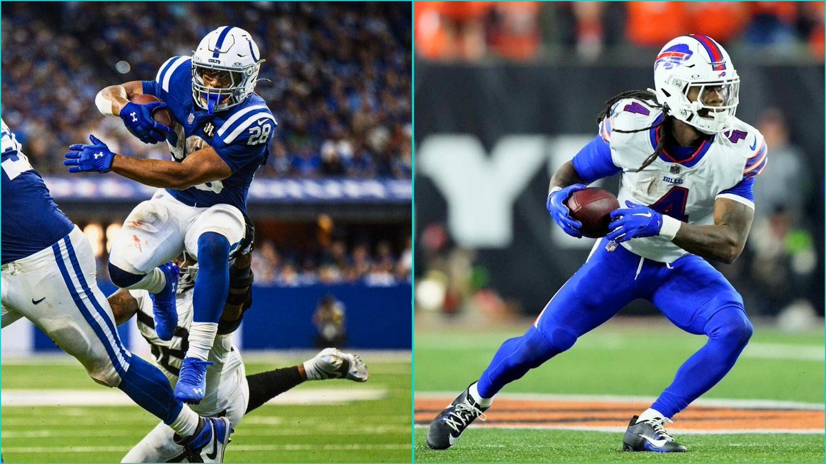 SleeperNFL's tweet image. RBs with 1,000+ rushing yards this season:

- Jonathan Taylor
- James Cook

End of list.