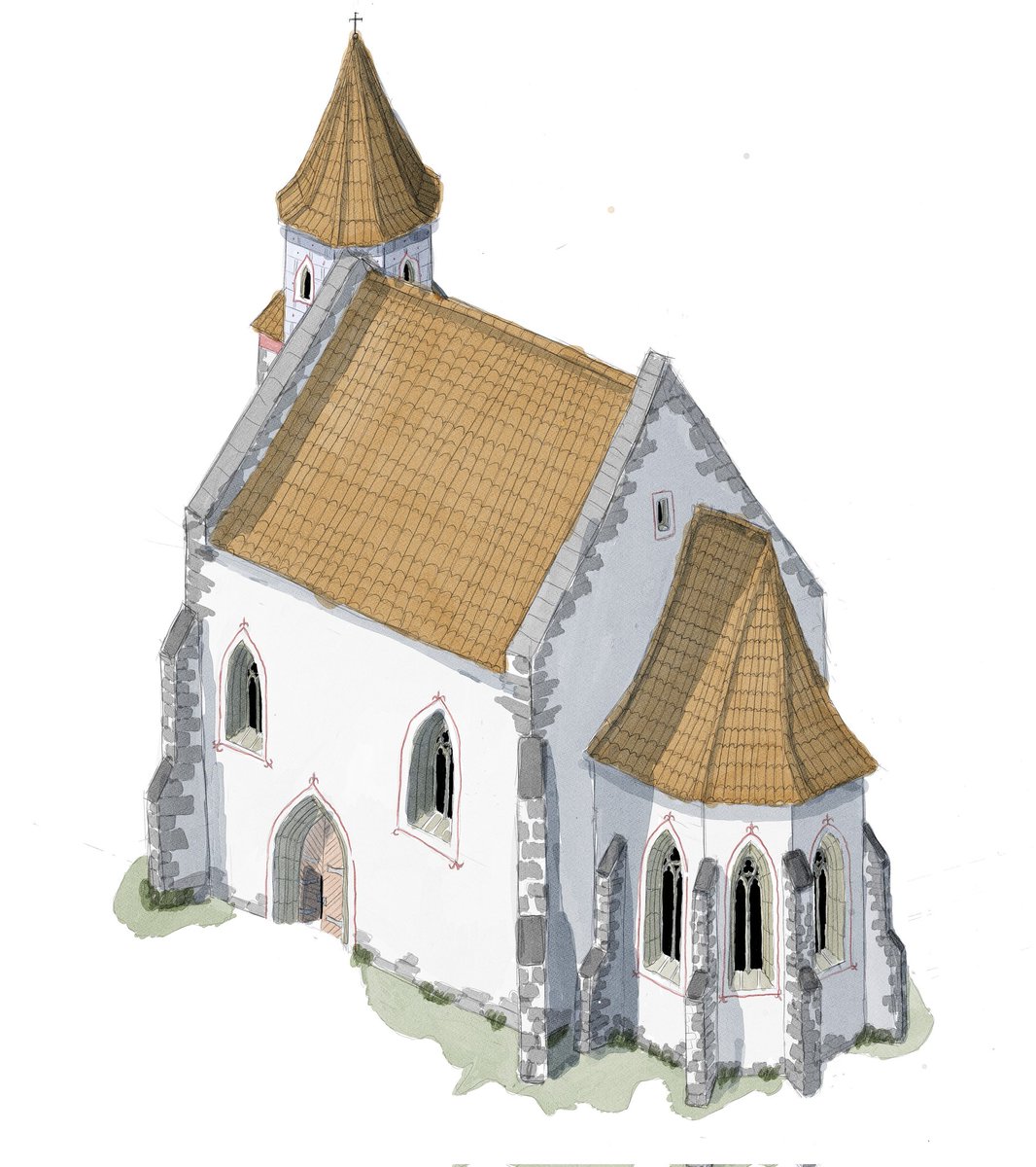 A Gothic church from the 14th century. It took me a long time to complete this, but I finally did it. I'm very proud of how it turned out. <a href="/ClippyMagic/">eggman 🍉</a> #medieval #art #watercolour #CLIPSTUDIO #architecture