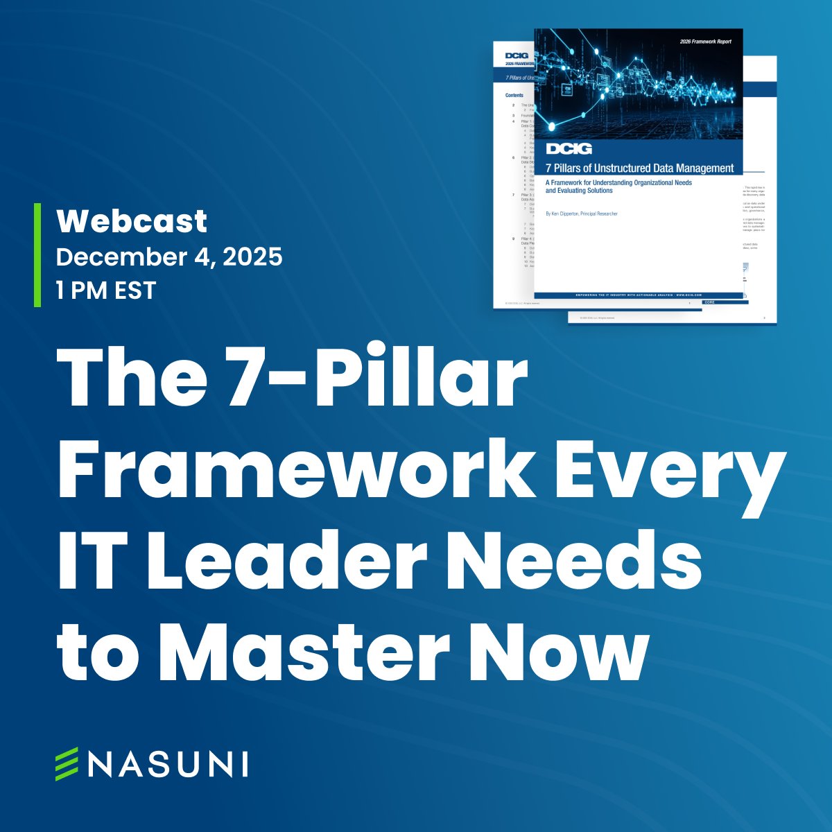 Nasuni's tweet image. Today&apos;s IT leaders face the same challenge: unstructured data growing faster than the ability to manage it. 

Join @dcigllc &amp;amp; @Nasuni to learn how their framework can help you define success in modern data management, avoid enterprise pitfalls, and more. bit.ly/3Md8W5N