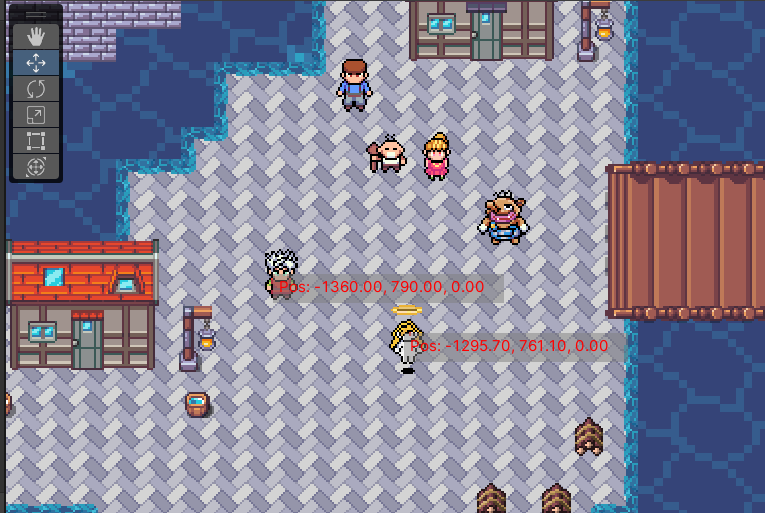 StudioHearti's tweet image. UnityのSceneView上で、特定のオブジェクトの位置座標を常に表示するカスタムエディタを実装しました。
町や村にNPCを配置する際、インスペクターのTransformコンポーネントをいちいち見に行くのが面倒だったのでかなり快適になりました！
#Unity #Unity2D #pixelart #ドット絵 #ゲーム制作 #indiegame