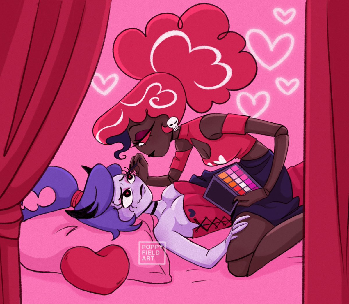 Oh yeah no worries it's just Vel and her favorite model. Nothing to see here🫣🩷  (does Velvette x Melissa have a shipname yet??)
#HazbinHotel #velvette