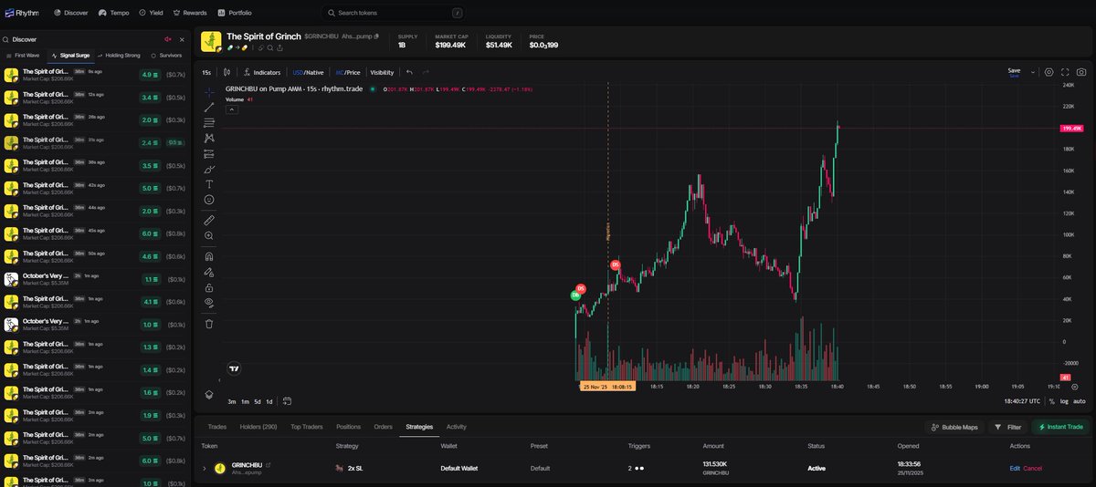 Proof that Signal Surge > trenching new pairs

Spotted at 50k MC on the dip, took the entry with my custom strategy, walked away with a 2x. 

Could’ve pushed for 200%+, but I stick to my system — no greed, just consistency.

Early access to Rhythm 👇👇👇